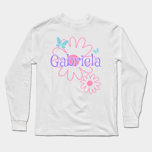 Gabriela Girls Name Daisy Butterflies Long Sleeve T-Shirt by xsylx